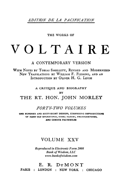 (image for) The Works of Voltaire, Vol. 25 of 42 vols + INDEX volume 43